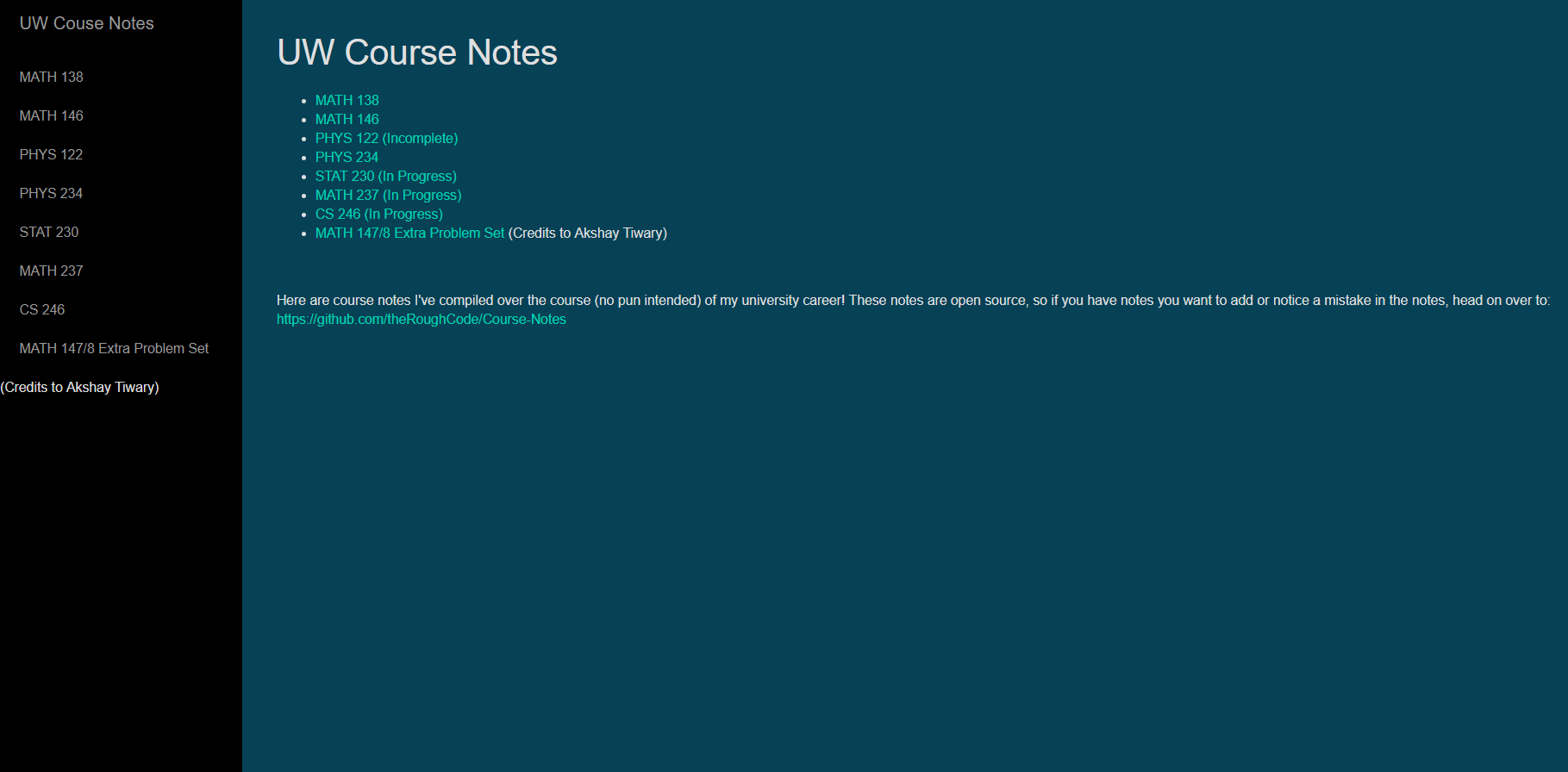 Course Notes